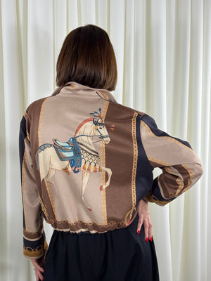 Sicily jacket in chocolate, navy and beige