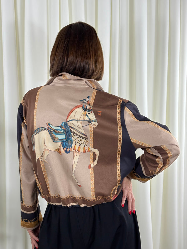 Sicily jacket in chocolate, navy and beige