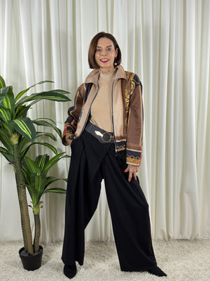 Sicily jacket in chocolate, navy and beige