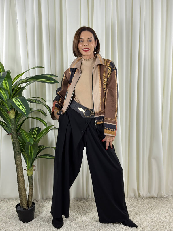 Sicily jacket in chocolate, navy and beige