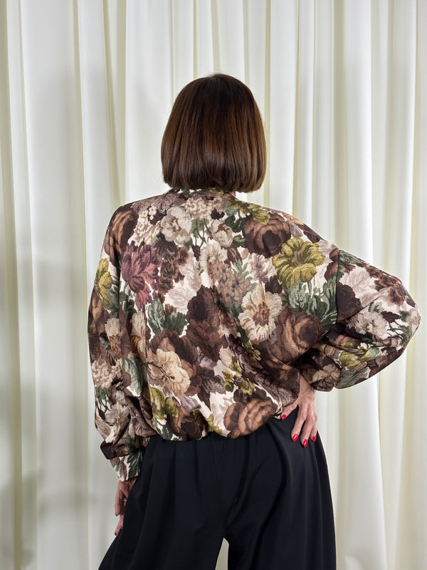 Florence jacket in choclate and pistachio flowers