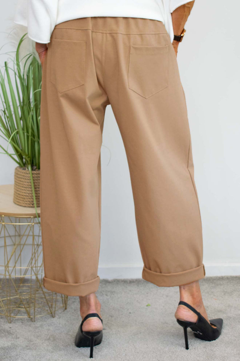 Melina Scuba Cocoon Trouser in Camel