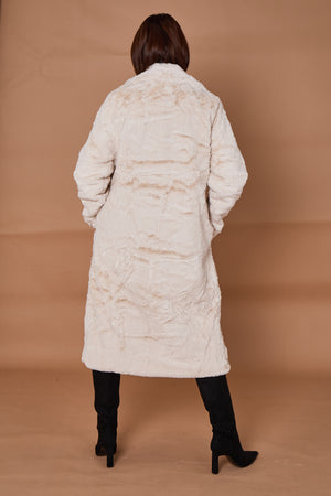 Toronto faux fur long coat in Cream