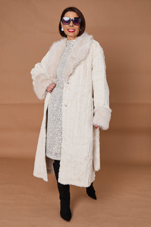 Vancouver faux fur long coat in white