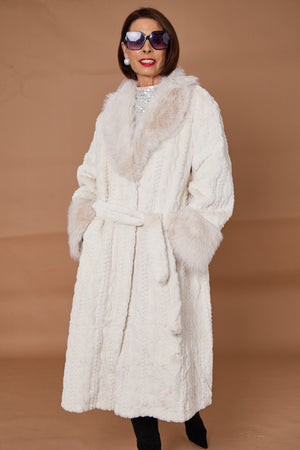 Vancouver faux fur long coat in white