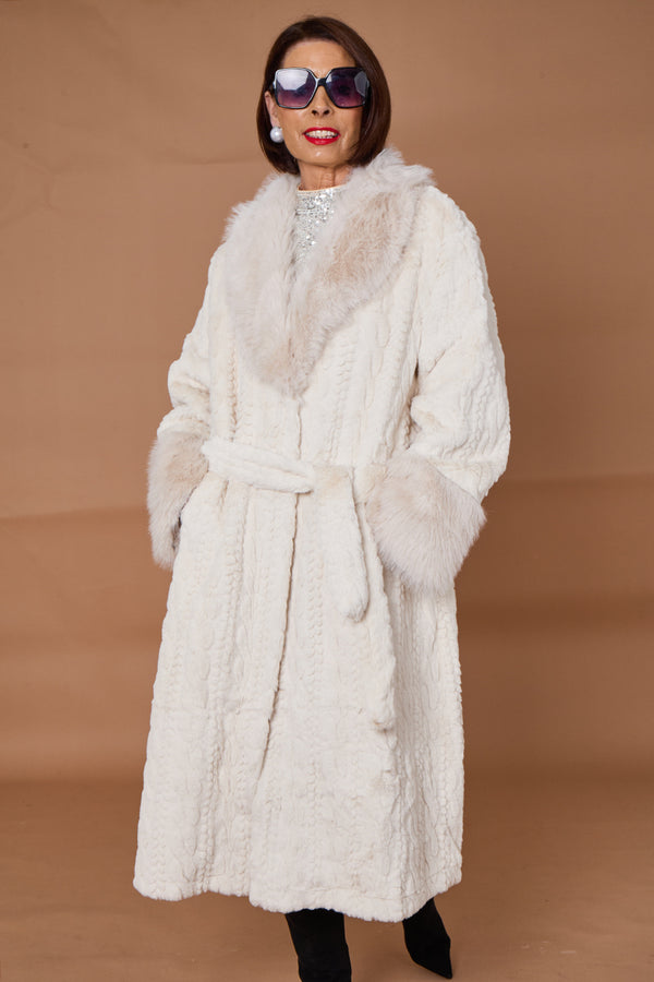Vancouver faux fur long coat in white
