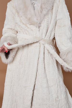 Vancouver faux fur long coat in white