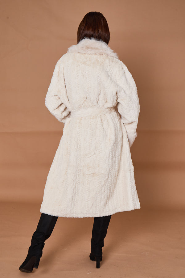 Vancouver faux fur long coat in white