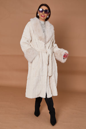 Vancouver faux fur long coat in cream