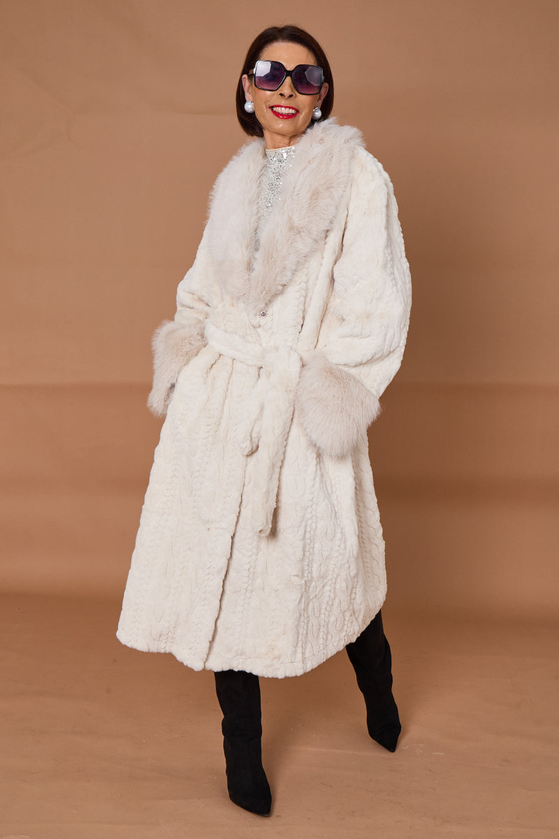 Vancouver faux fur long coat in cream