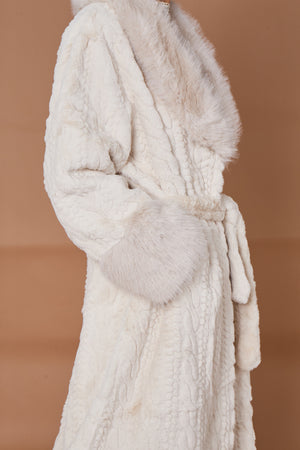Vancouver faux fur long coat in cream