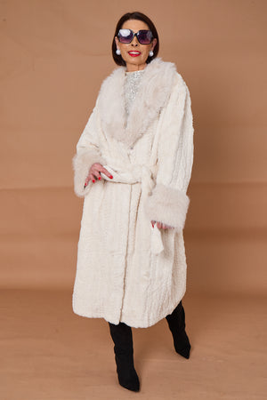 Vancouver faux fur long coat in cream