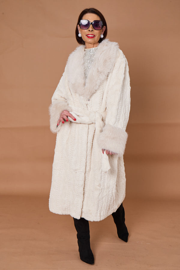 Vancouver faux fur long coat in cream