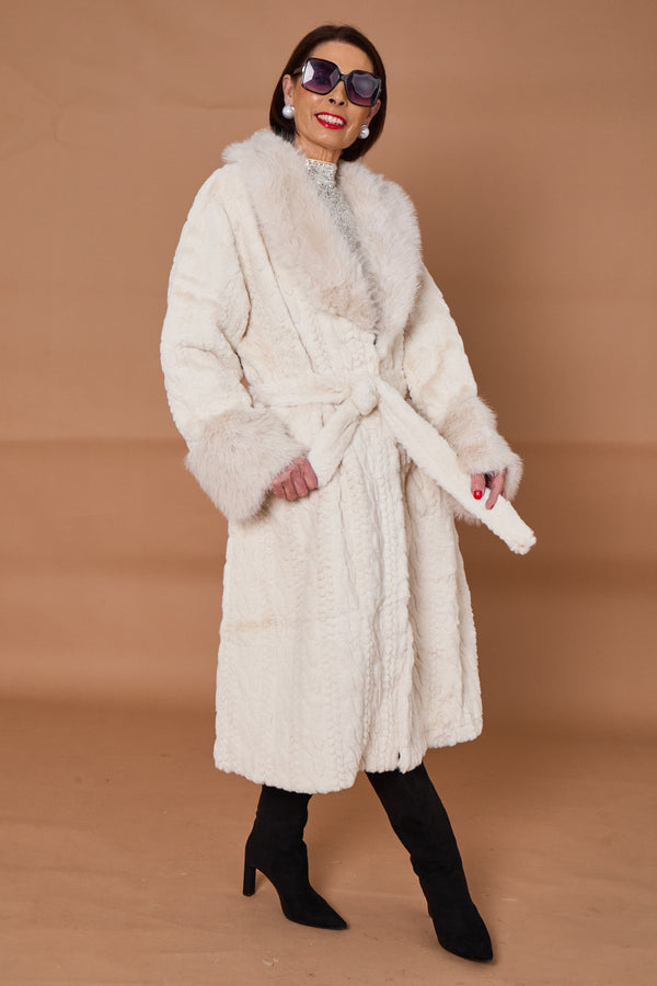 Vancouver faux fur long coat in cream