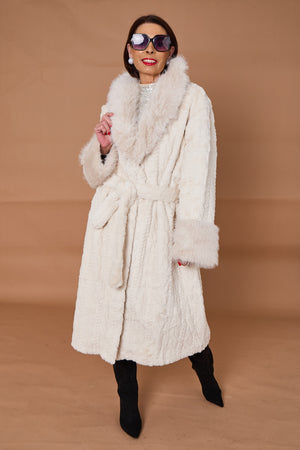 Vancouver faux fur long coat in cream