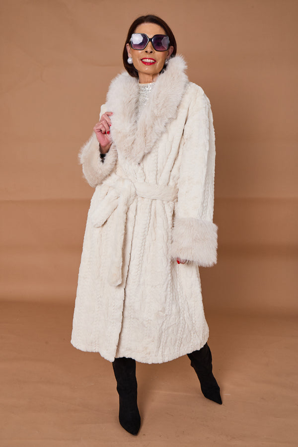Vancouver faux fur long coat in cream