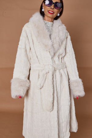 Vancouver faux fur long coat in cream