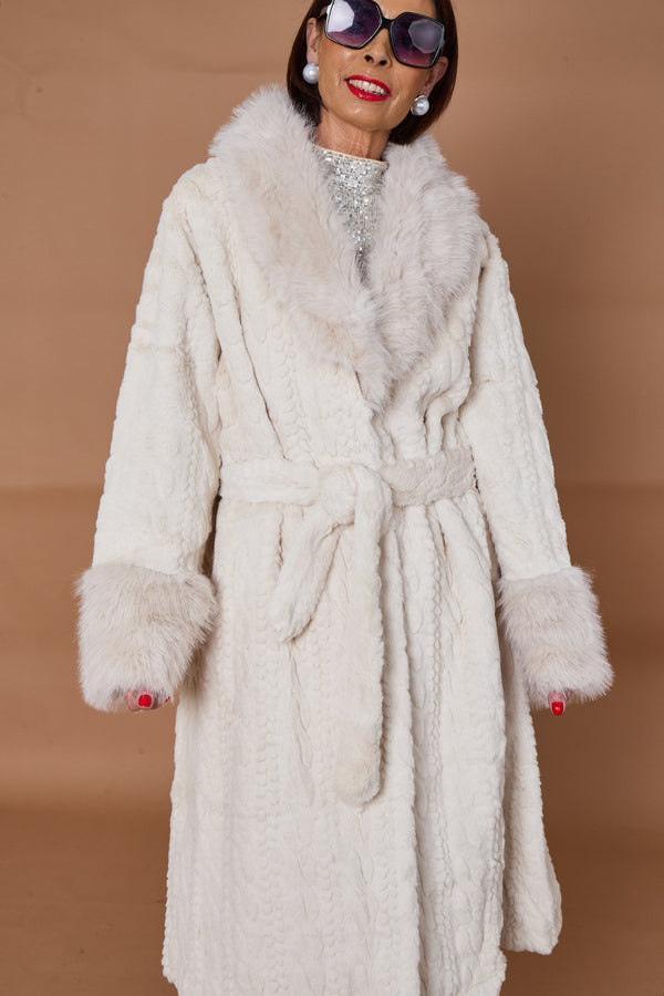 Vancouver faux fur long coat in cream