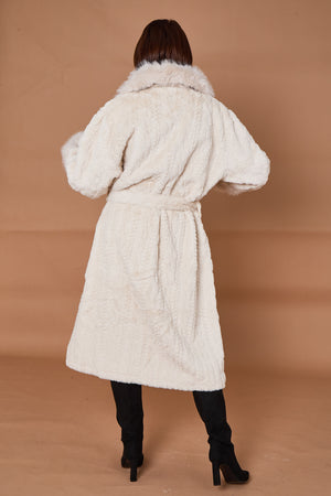 Vancouver faux fur long coat in cream