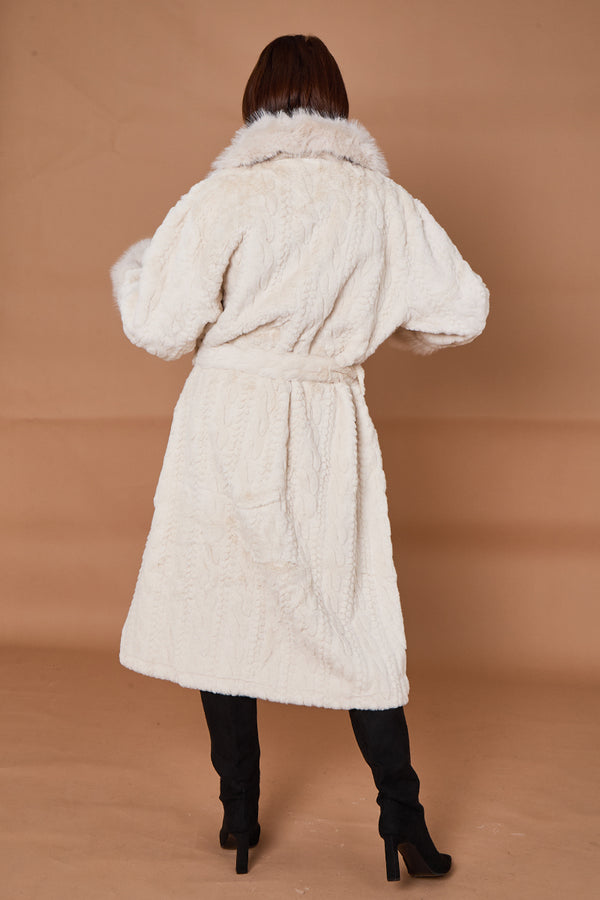 Vancouver faux fur long coat in cream