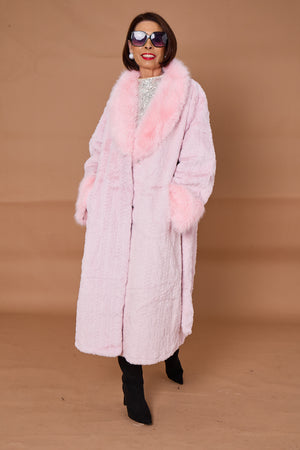 Vancouver faux fur long coat in pink