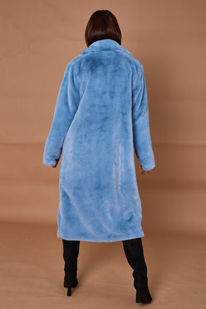Otawa faux fur long coat in blue moon