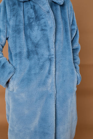 Otawa faux fur long coat in blue moon