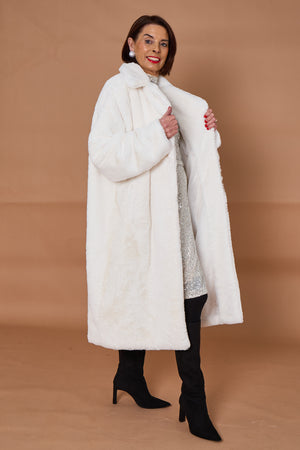 Otawa faux fur long coat in winter white