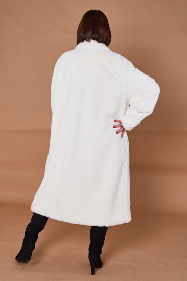 Otawa faux fur long coat in winter white