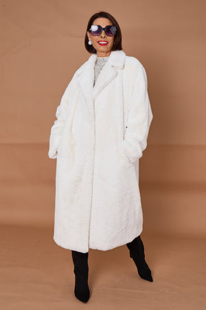 Otawa faux fur long coat in winter white