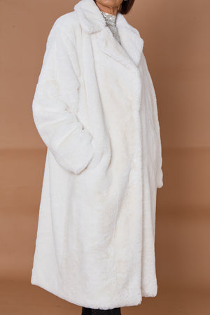 Otawa faux fur long coat in winter white
