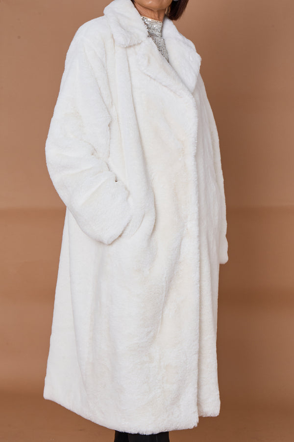 Otawa faux fur long coat in winter white