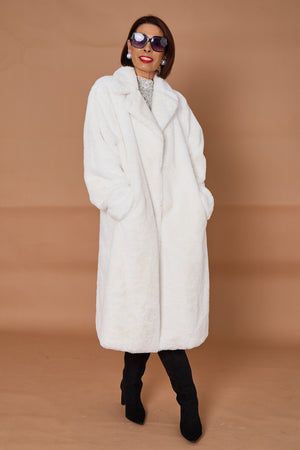 Otawa faux fur long coat in winter white