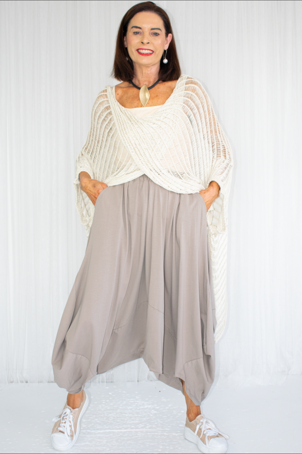 Calina Cross Over Fine Knit in  pure white