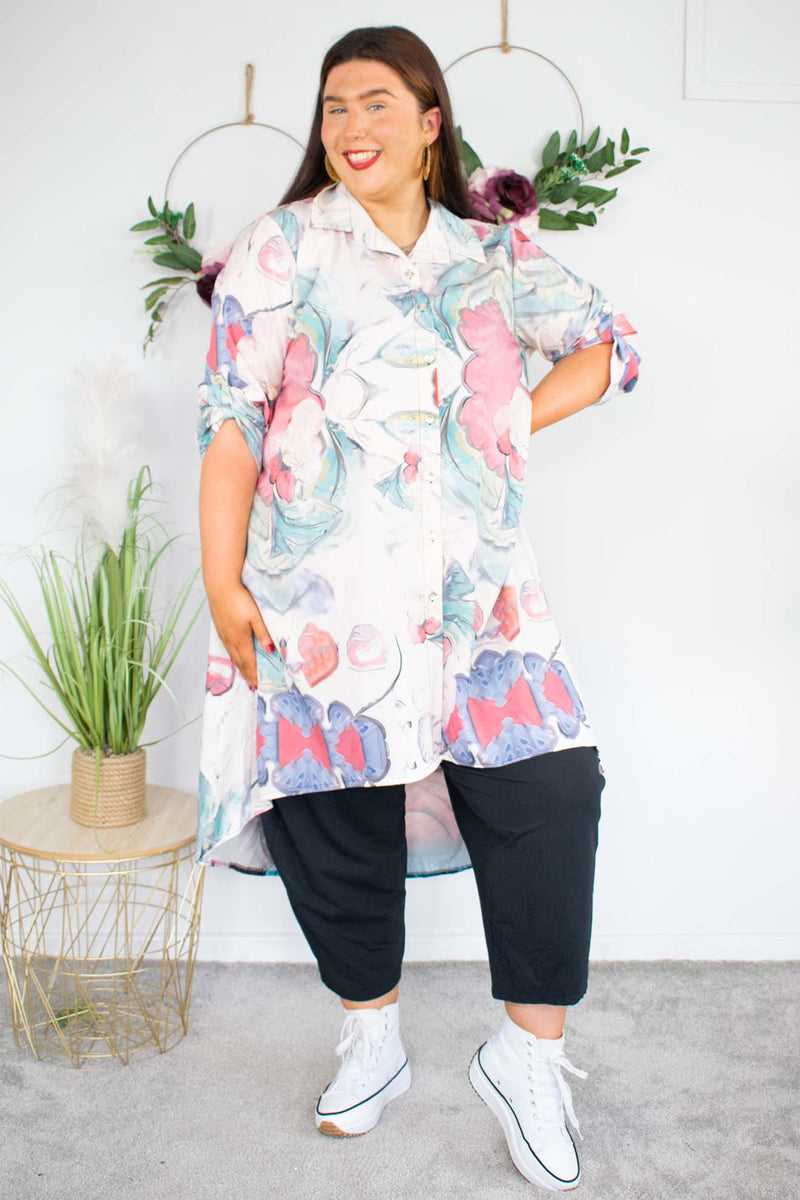 Senorita Shirt in Light Beige Floral