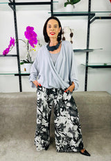 Ruby Woo Plazzo Trousers in Black and white