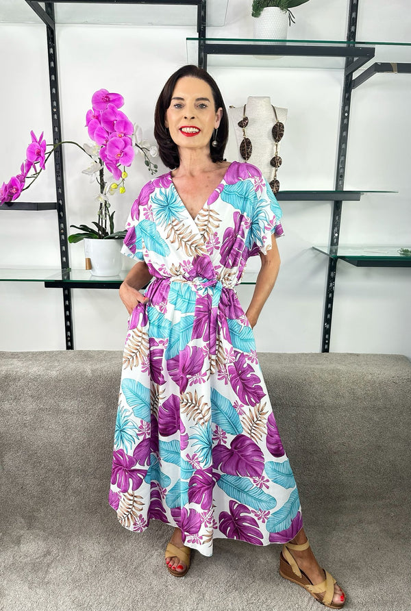 Bella Dress in lilac and Aqua