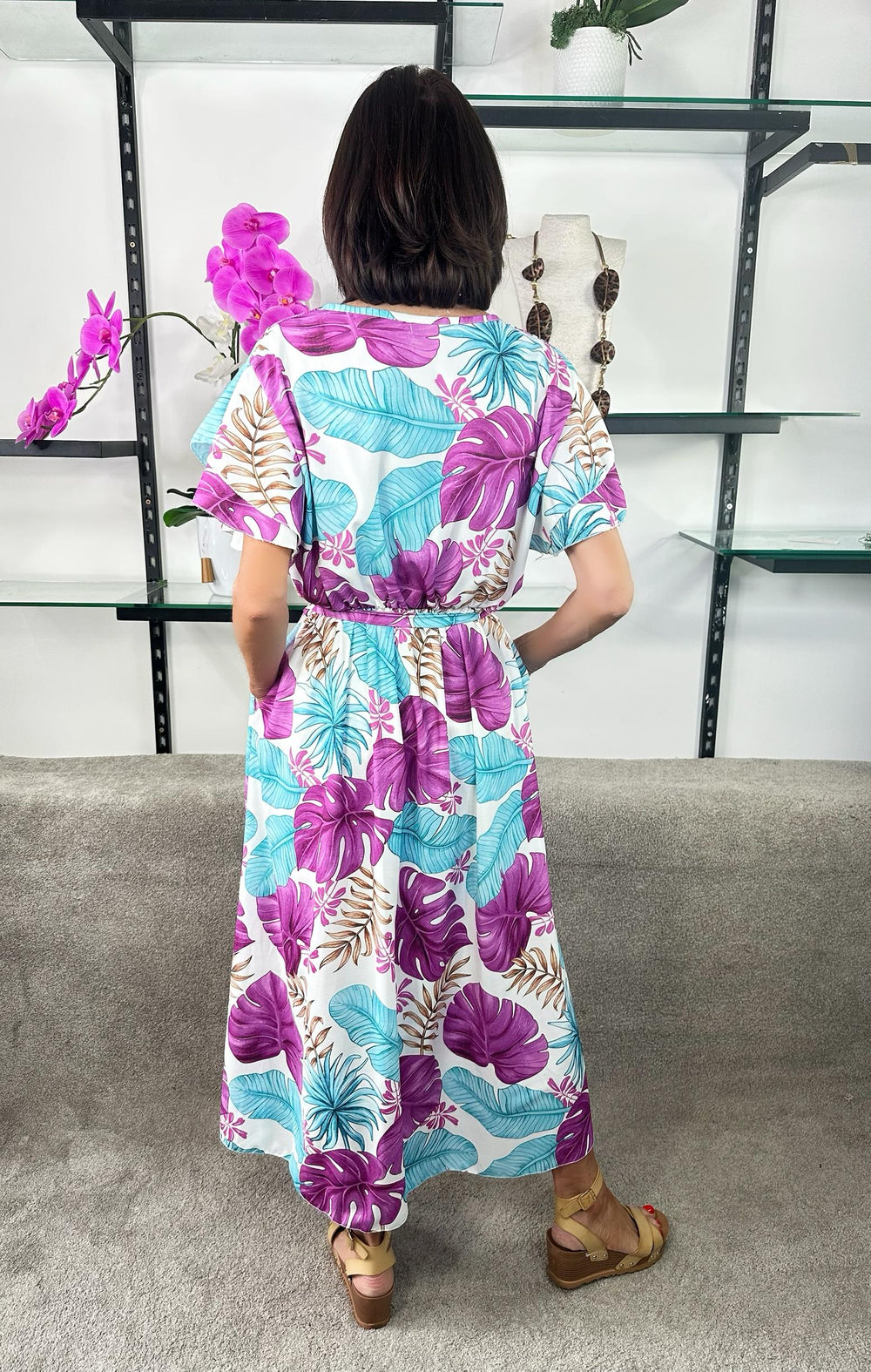 Bella Dress in lilac and Aqua