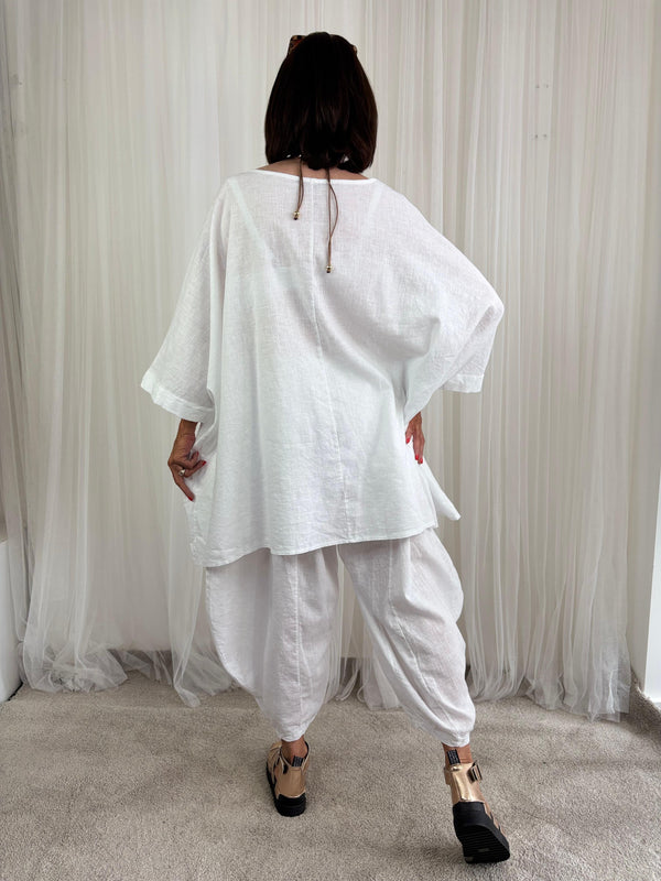 Enzo linen top in white