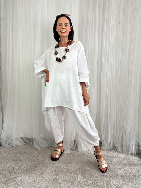 Enzo linen top in white