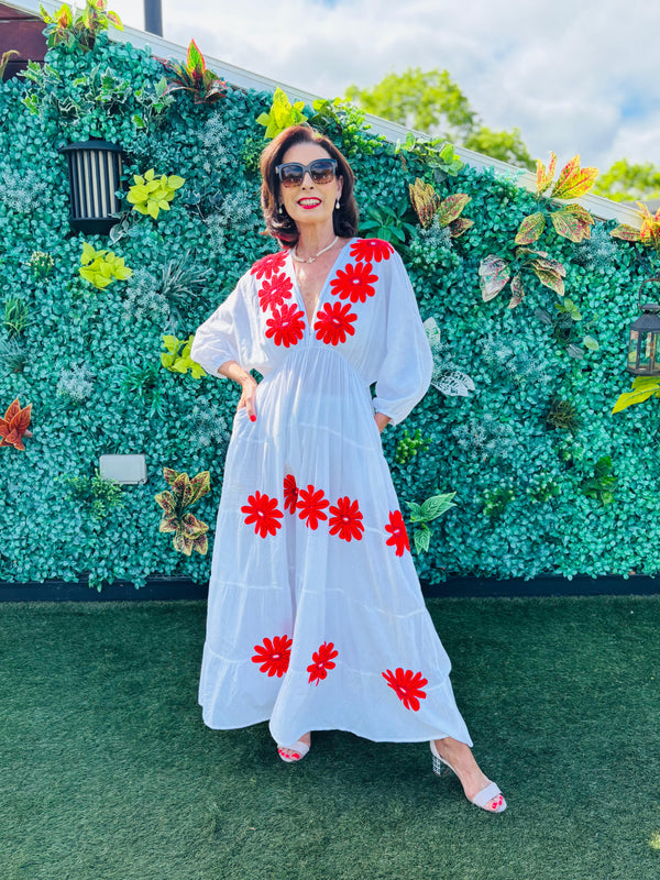 Zento Dress In Red Flowers