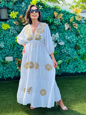 Zento Dress in Golden flowers