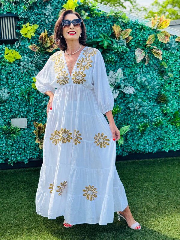 Zento Dress in Golden flowers