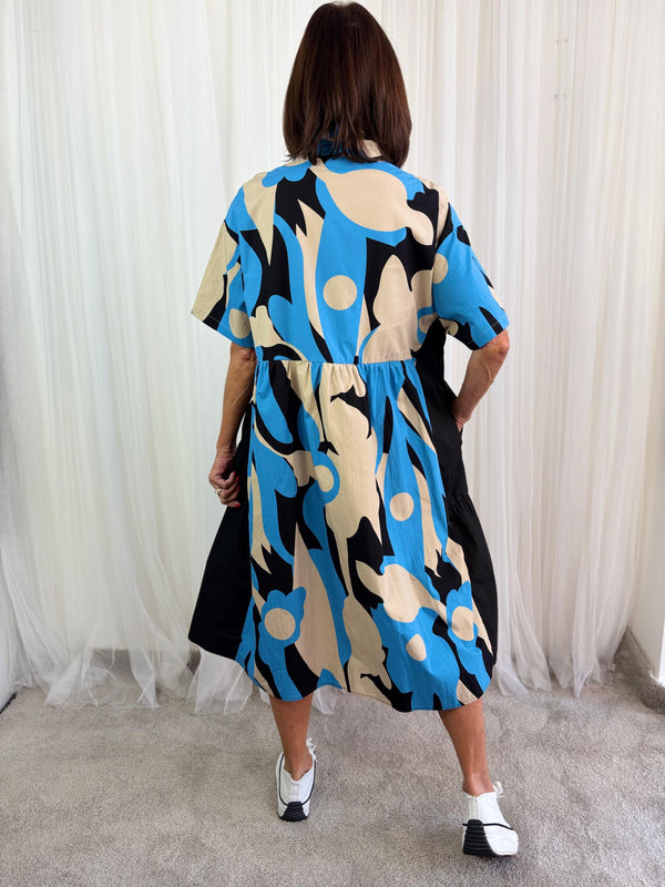Arabella Cocoon Dress in Aqua Blue