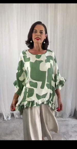 Noir top in light sage and Beige