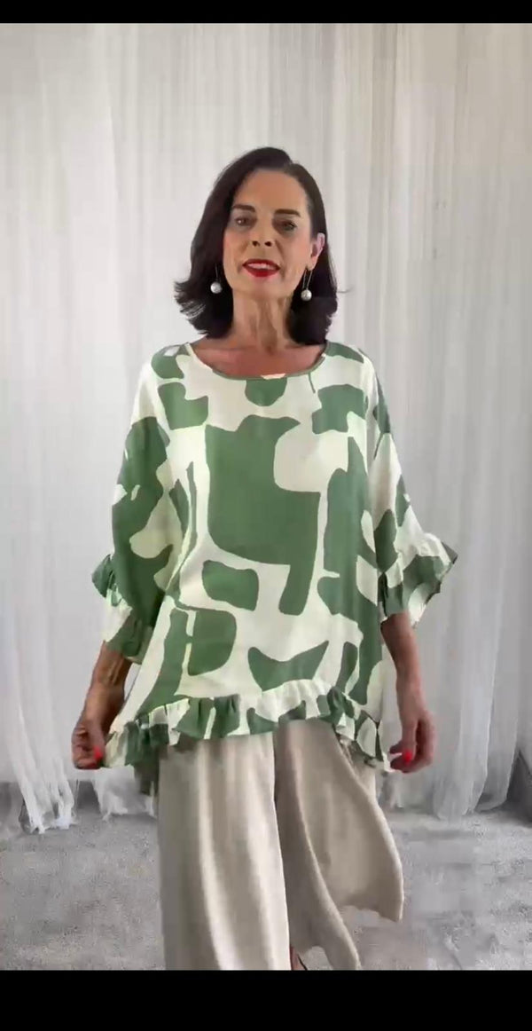 Noir top in light sage and Beige