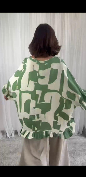 Noir top in light sage and Beige