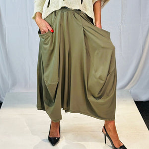 Carmen Drop Hem Trousers in Sage