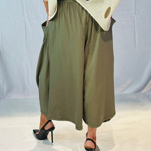 Carmen Drop Hem Trousers in Sage