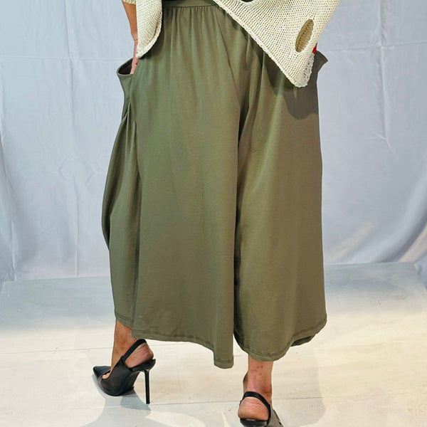 Carmen Drop Hem Trousers in Sage